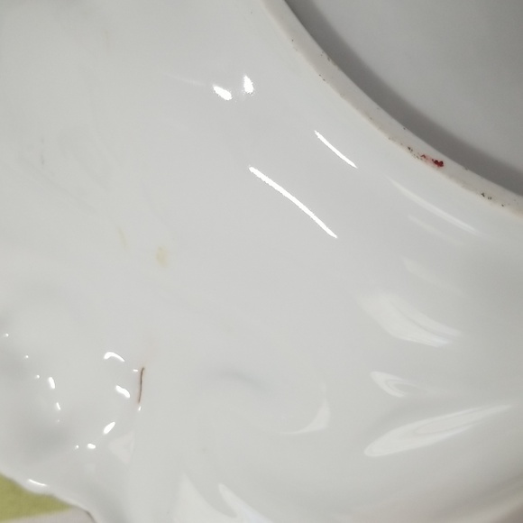 Germany Three Crown China Big Cottage Scenic Bowl With Wavery Green Gold Flowers - Picture 15 of 16